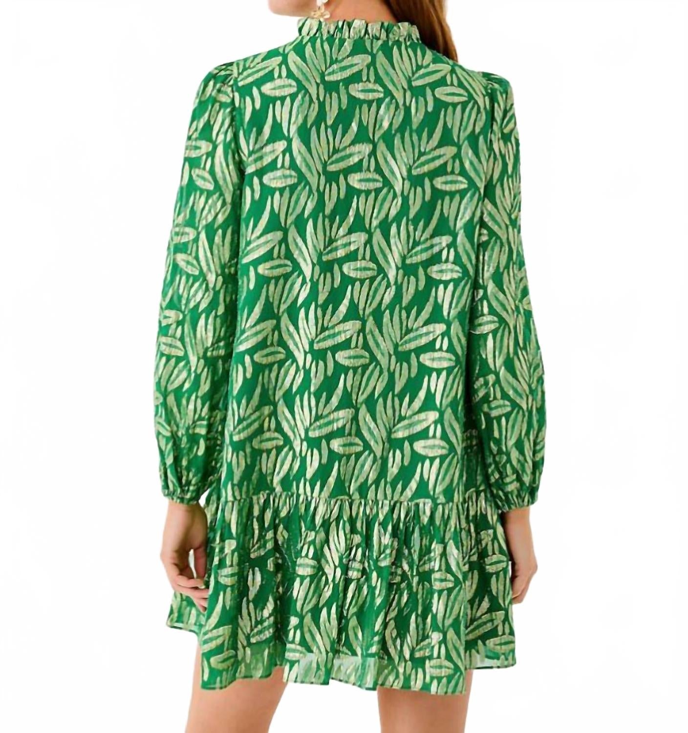 Evaline Silk Dress In Bamboo Green
