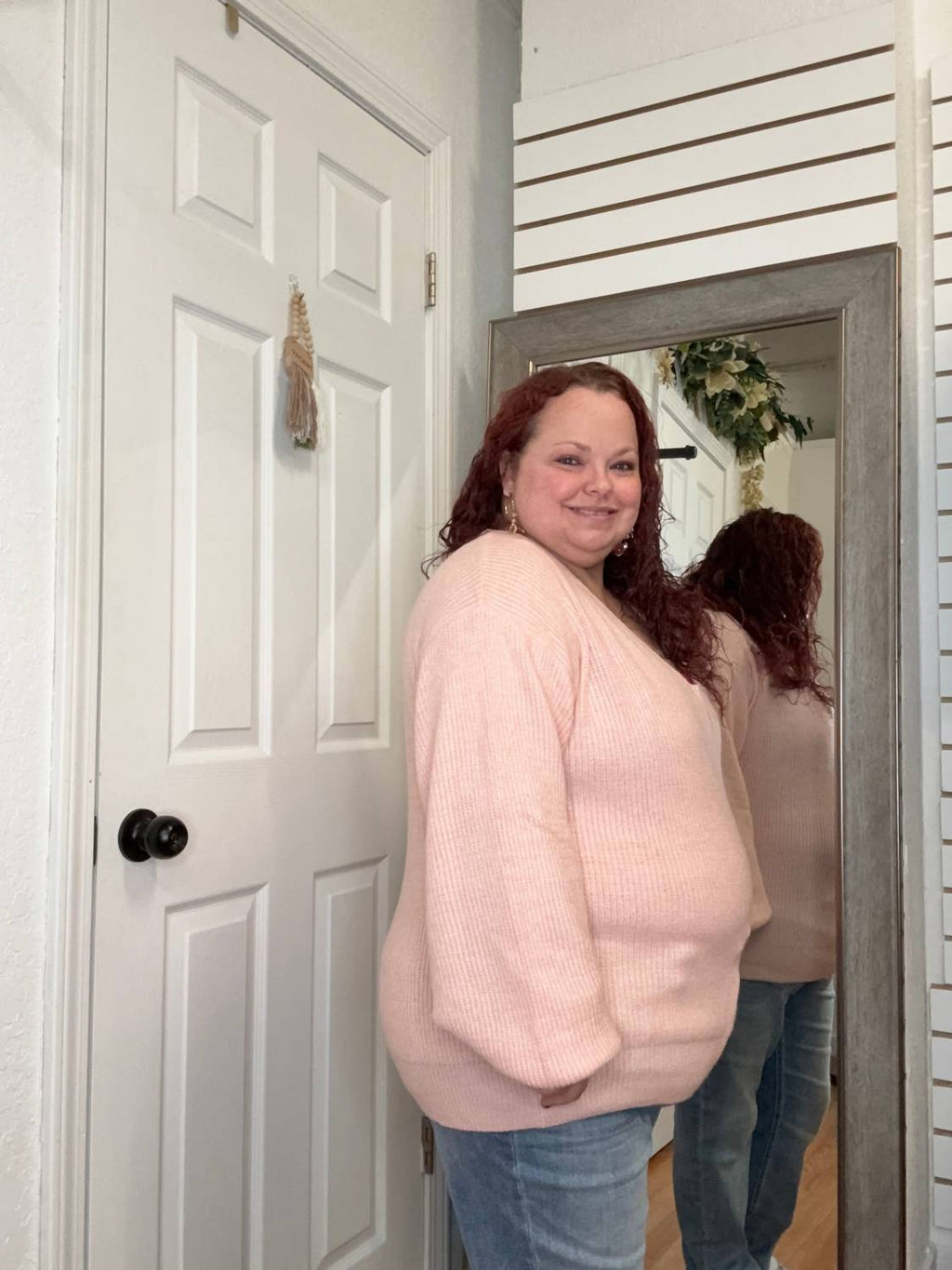 Bethany Bow Knit Sweater In Pink