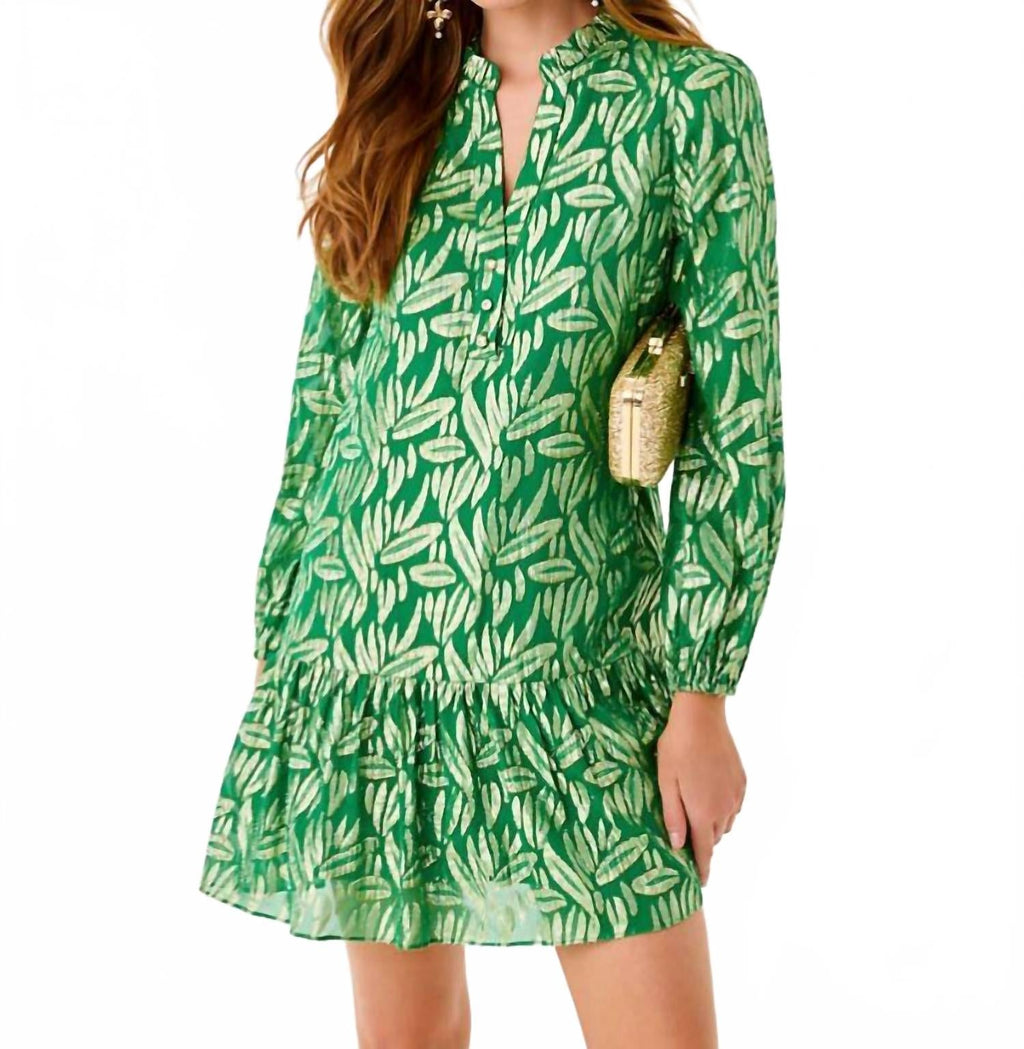 Evaline Silk Dress In Bamboo Green