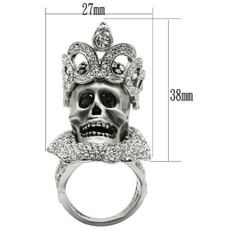 Matte Rhodium & Rhodium White Metal Ring with Top Grade Crystal in Clear