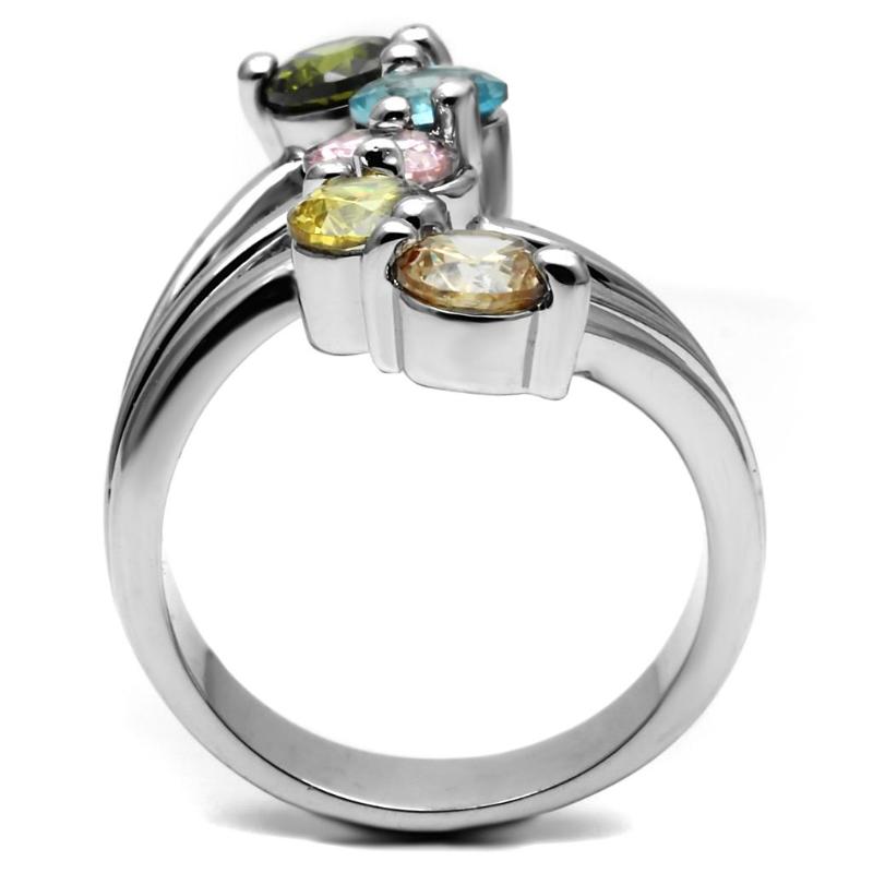 Sigrid Cocktail Ring - Stainless Steel, AAA CZ , Multi Color