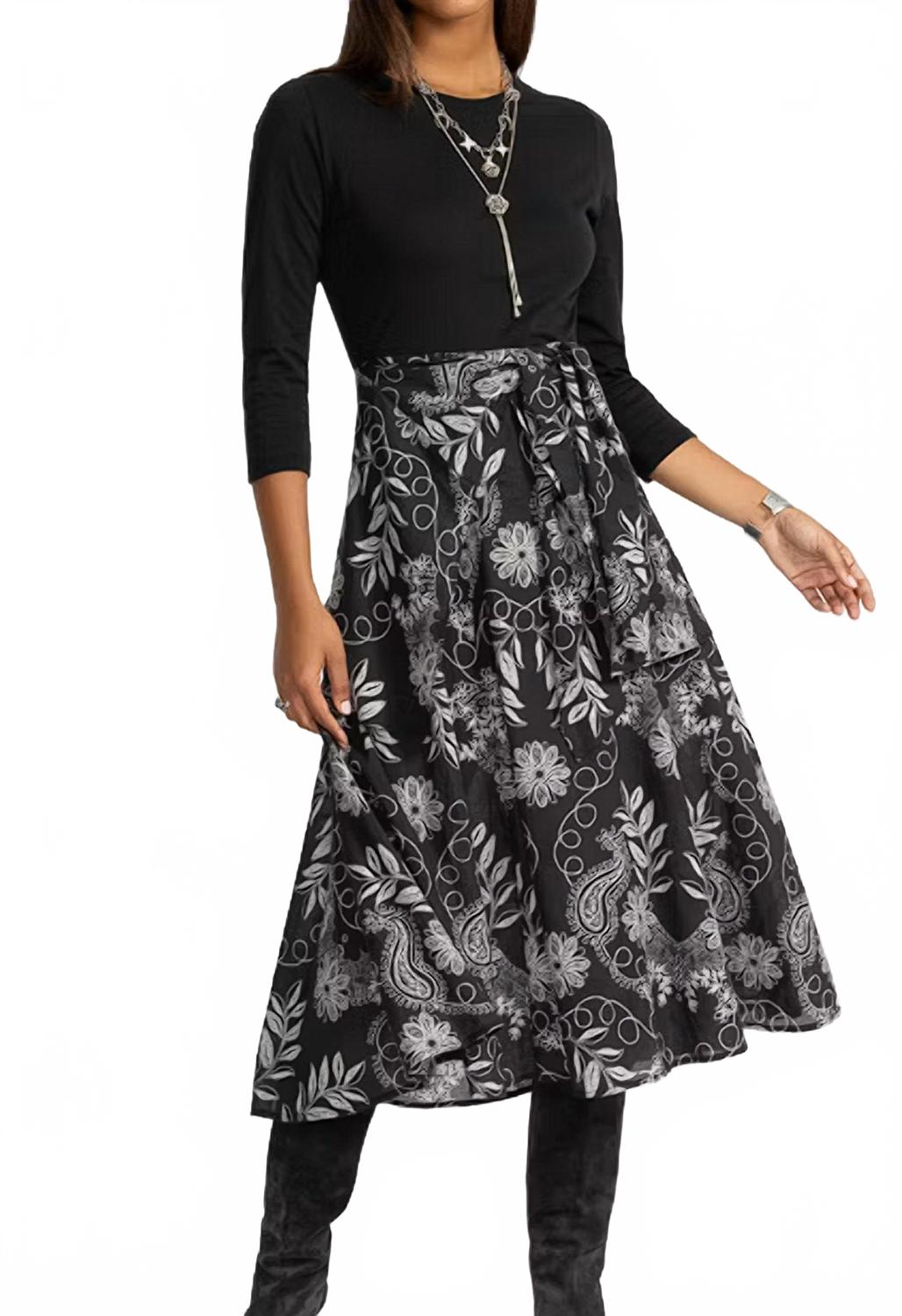 Mixed Media Wrap Tie Dress In Marana