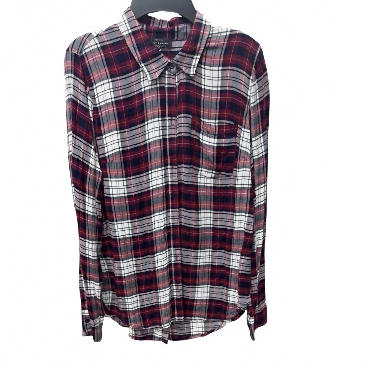 Plaid Shirt In Burgundy And White