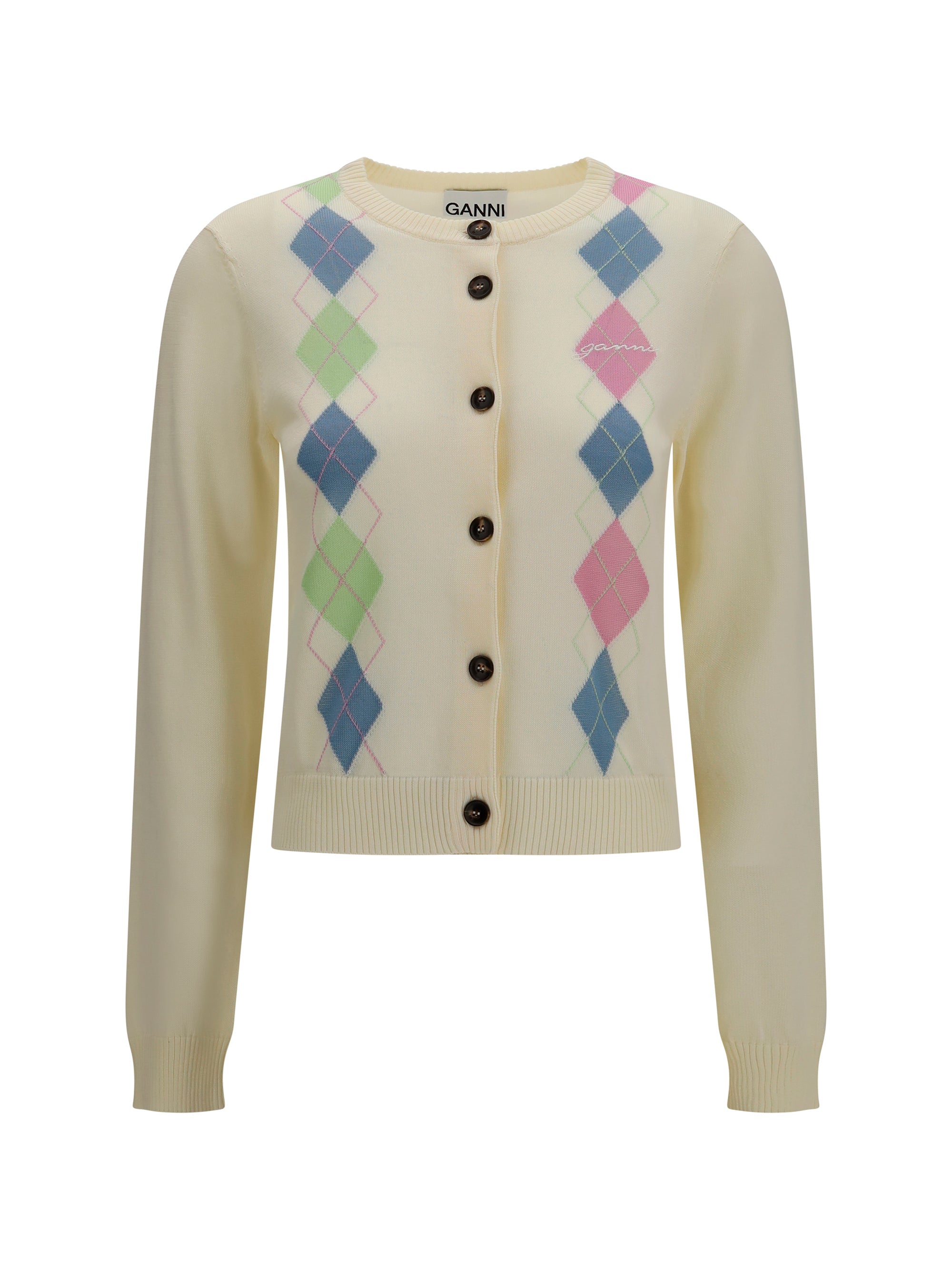 Ganni Women Diamond-Pattern Cardigan