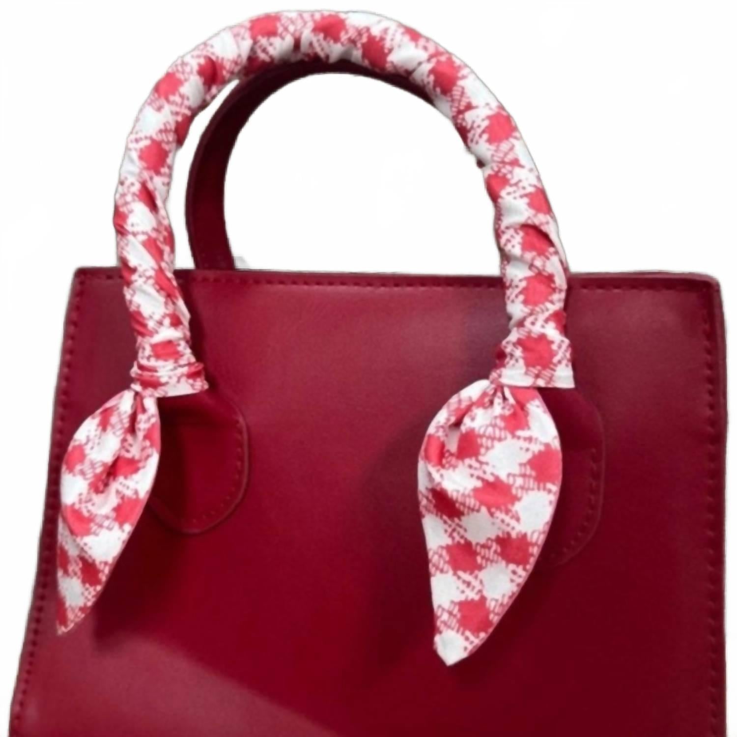 Women's Checkered Skinny Wild Rag Scarf In Red And White