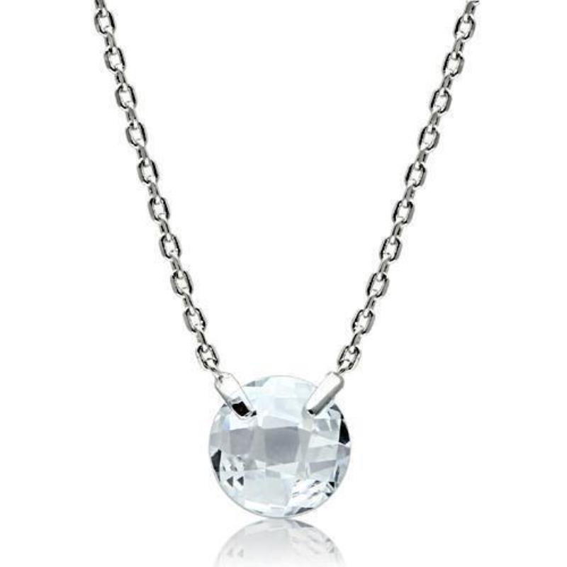 Rhodium Brass Necklace with AAA Grade CZ in Clear