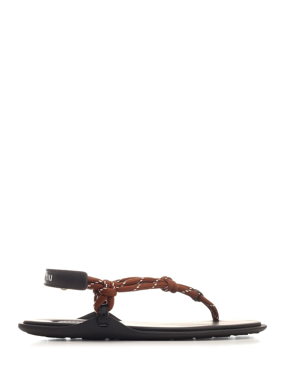 Miu Miu Women "Riviere" Flat Sandal In Rope And Leather