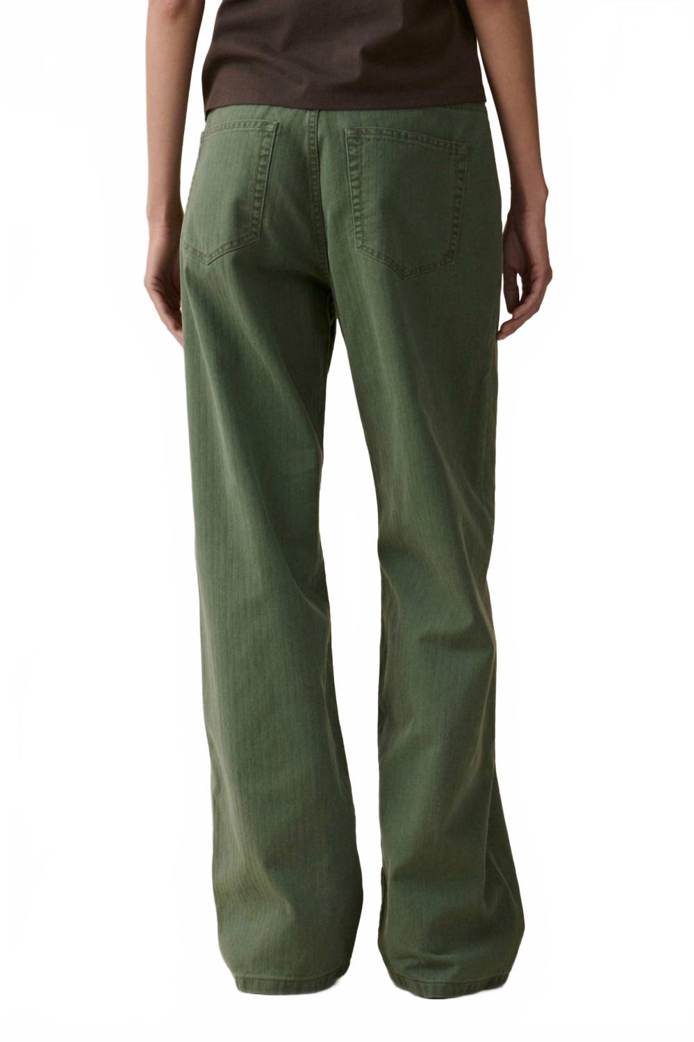 Belem Mid Rise Loose Fit Chinos In Chevron Green