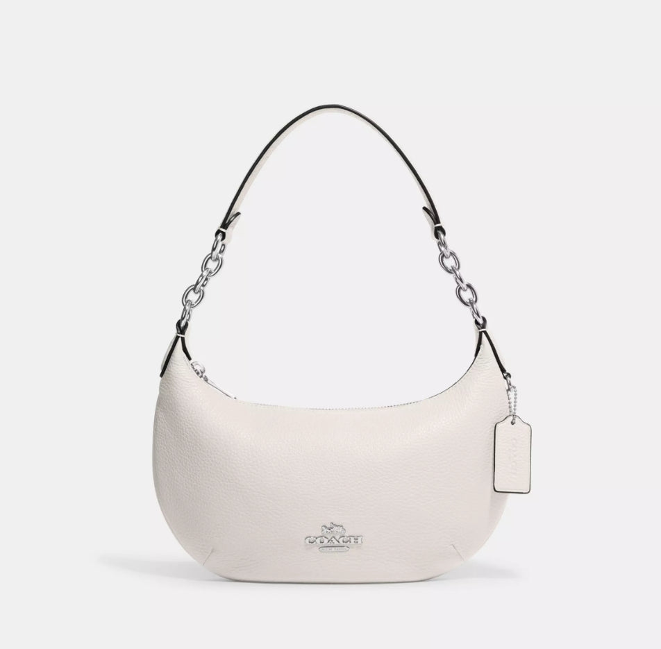 NWT Coach Leather Medium Payton Hobo Bag In Silver/Chalk