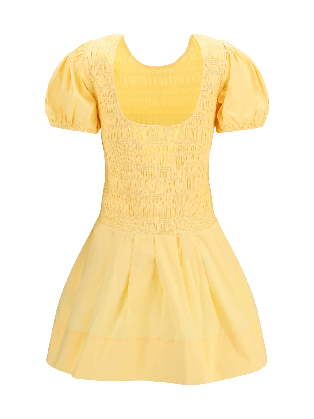 Ganni Women Stretch Cotton Mini Dress With Balloon Sleeves