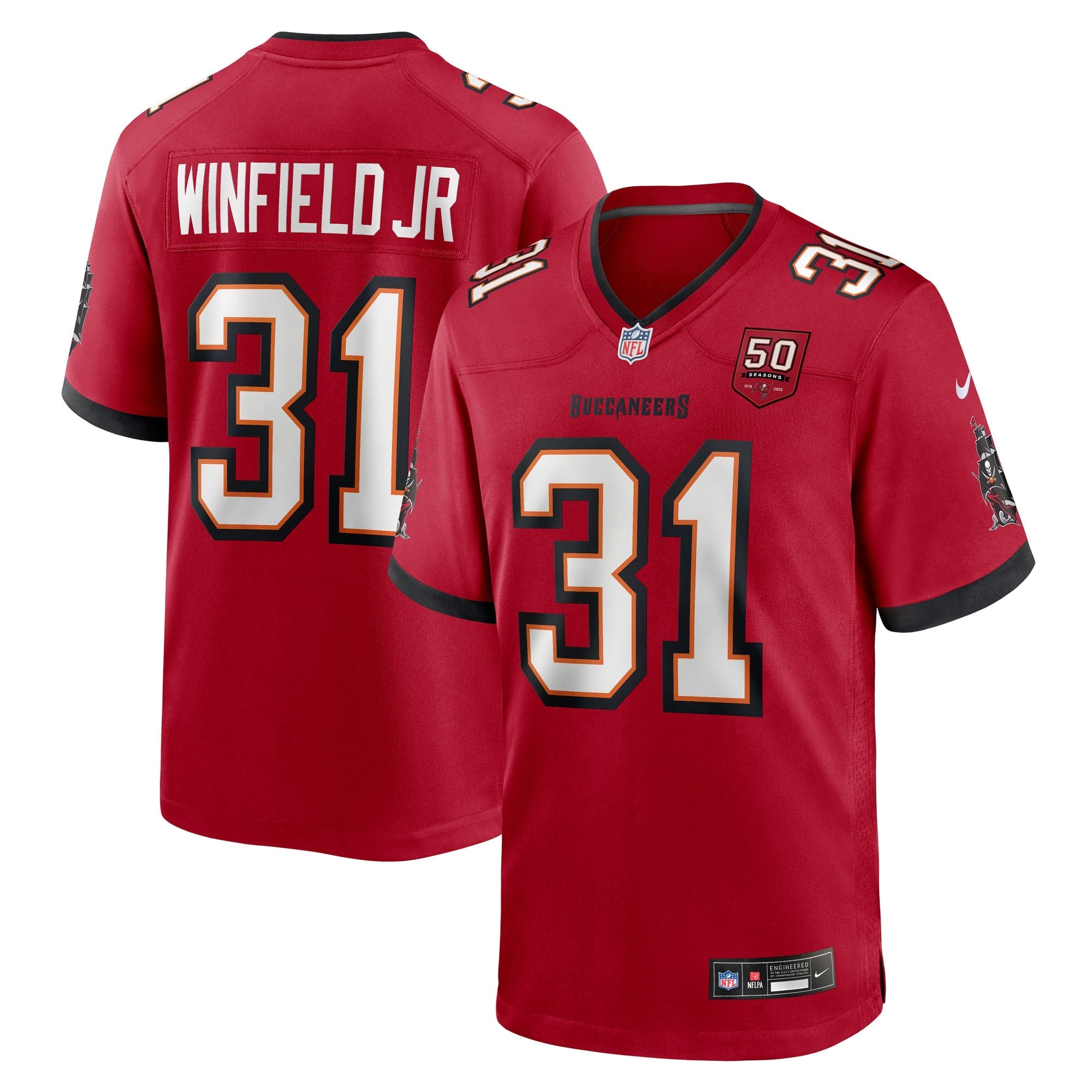 Tampa Bay Buccaneers Antoine Winfield Jr. Red 50th Season Team Game Jersey