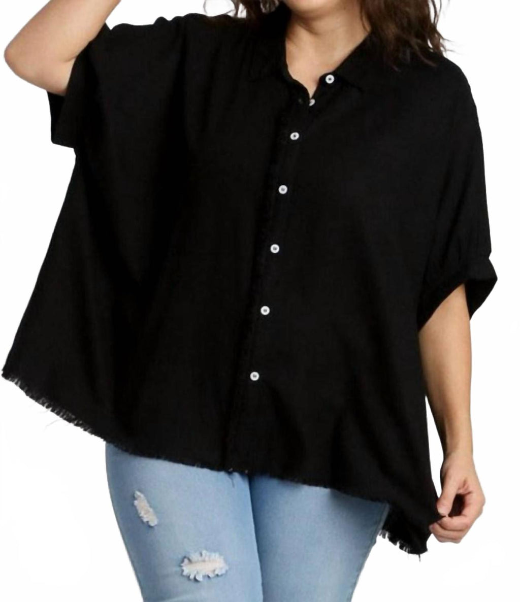 With Out Your Love Button Front Top - Plus Size In Black