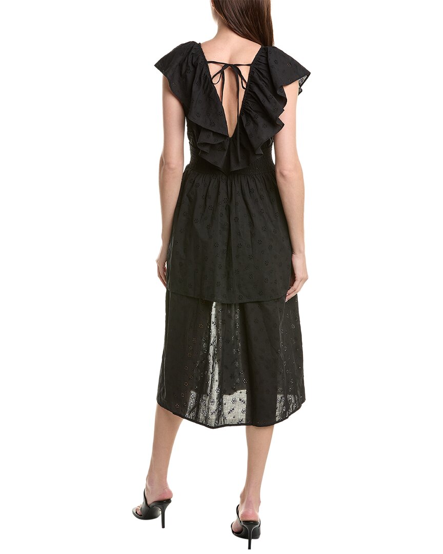 WeWoreWhat Slit Front Eyelet Ruffle Midi Dress
