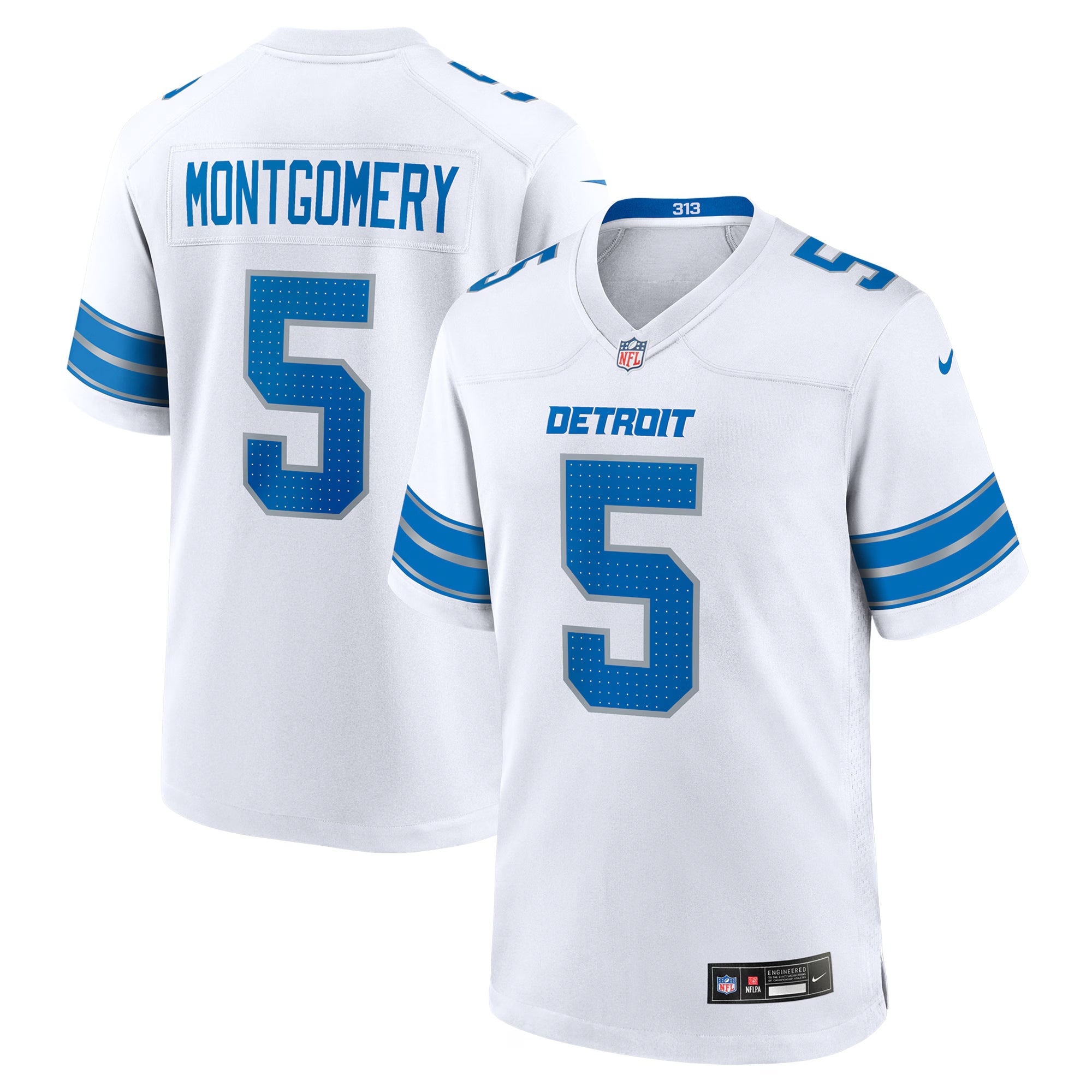 Detroit Lions David Montgomery White Game Jersey