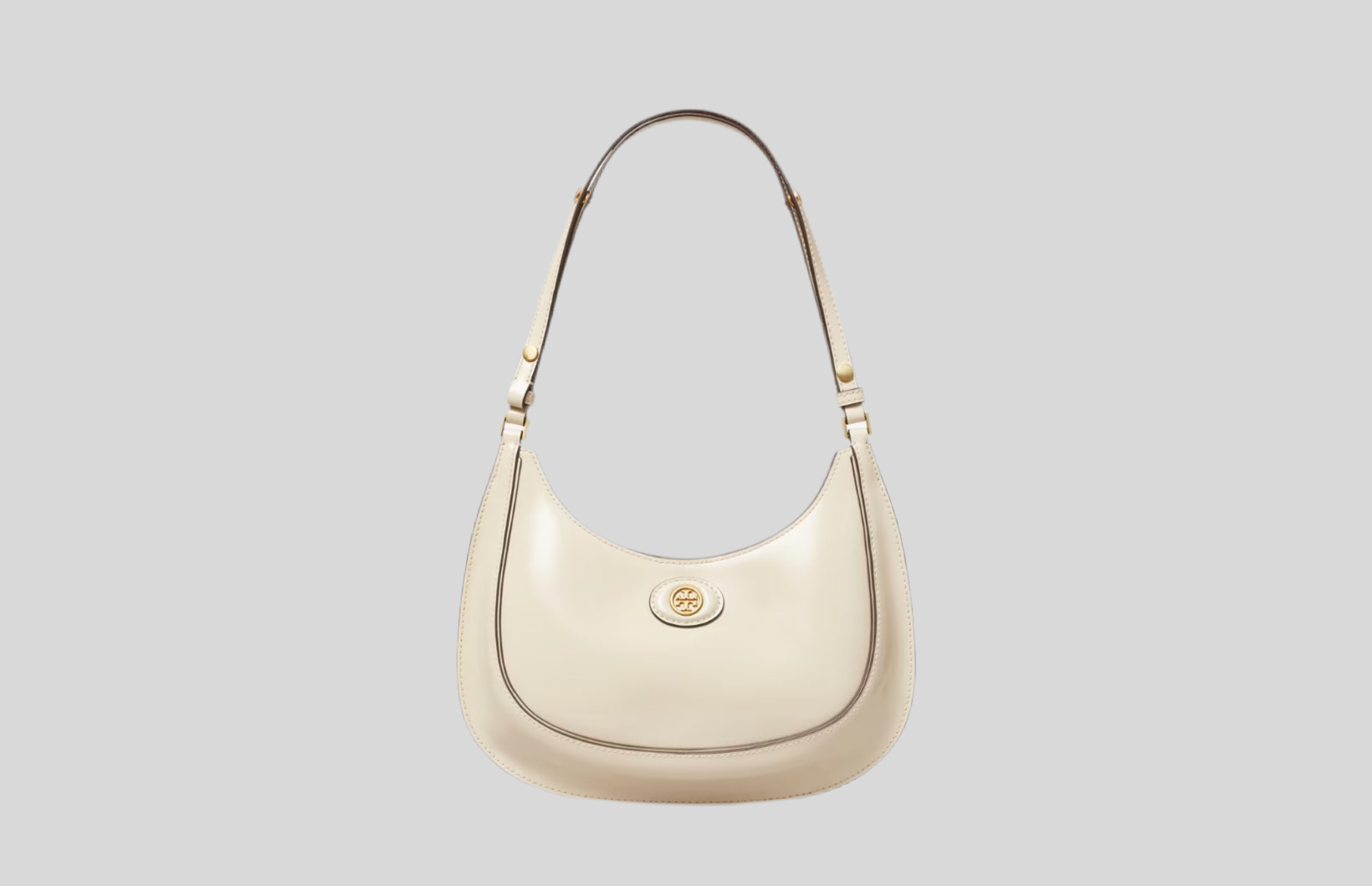 NWT Tory Burch Medium Robinson Spazzolato Convertible Crescent Bag With Original Dust Bag