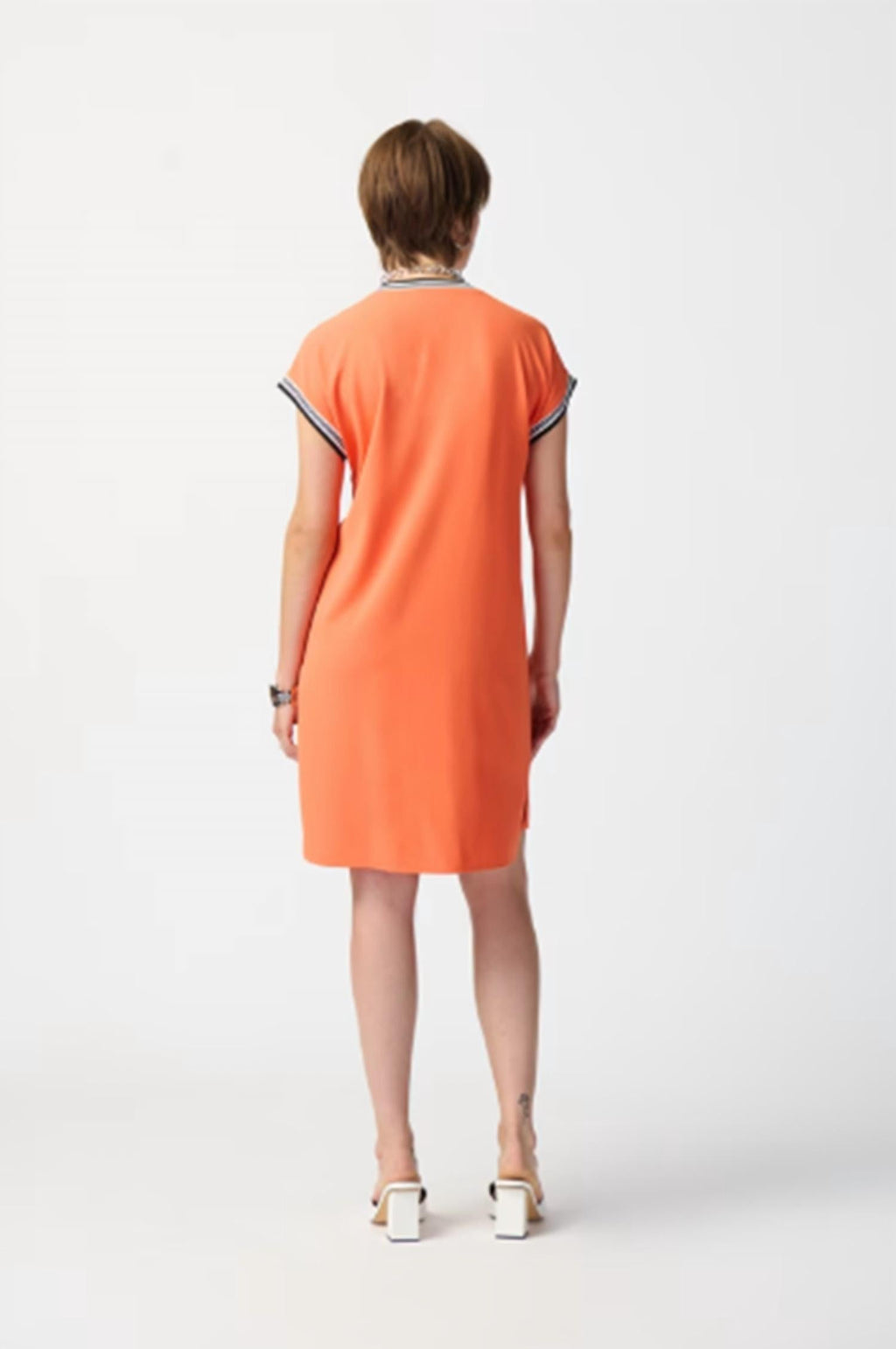 Knee-Length Shift Dress In Orange
