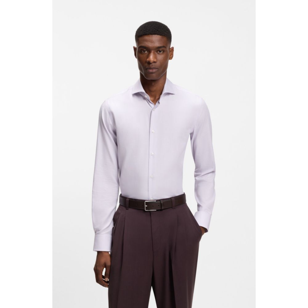 Slim-fit shirt in a structured cotton blend
