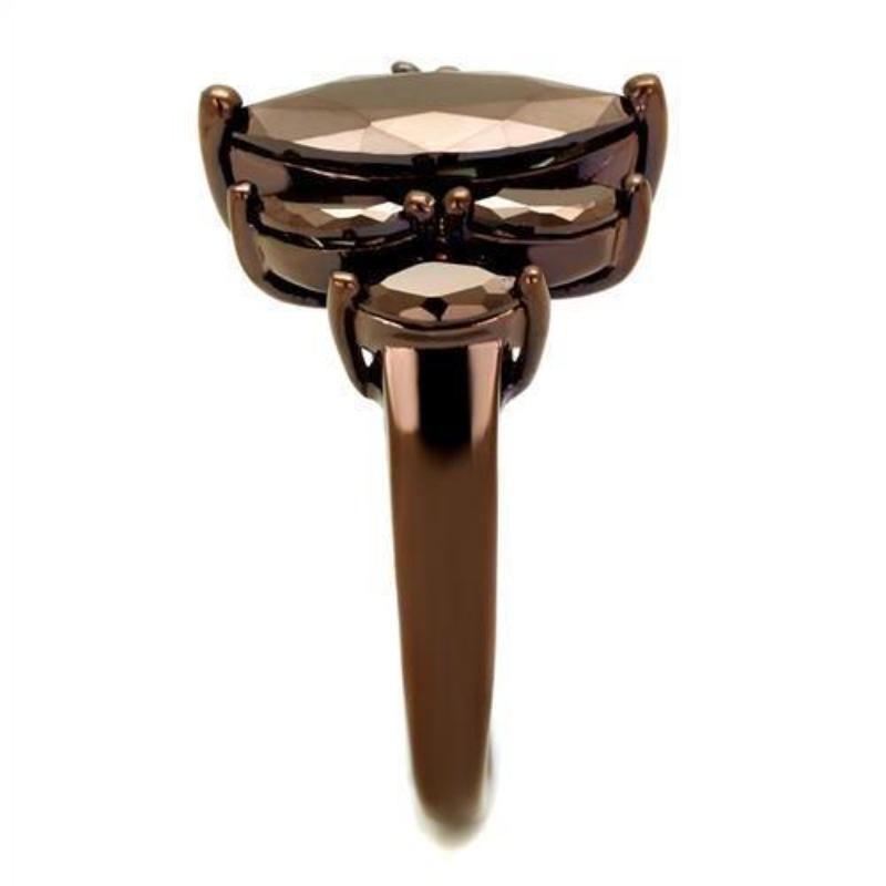 IP Coffee light Brass Ring with AAA Grade CZ in Light Coffee
