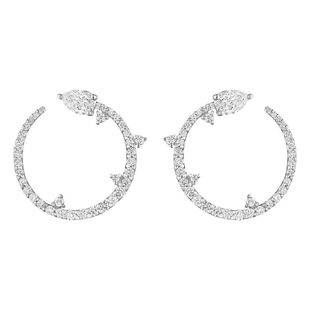 Women's Forward Facing Constellation Hoop Earrings In White Gold