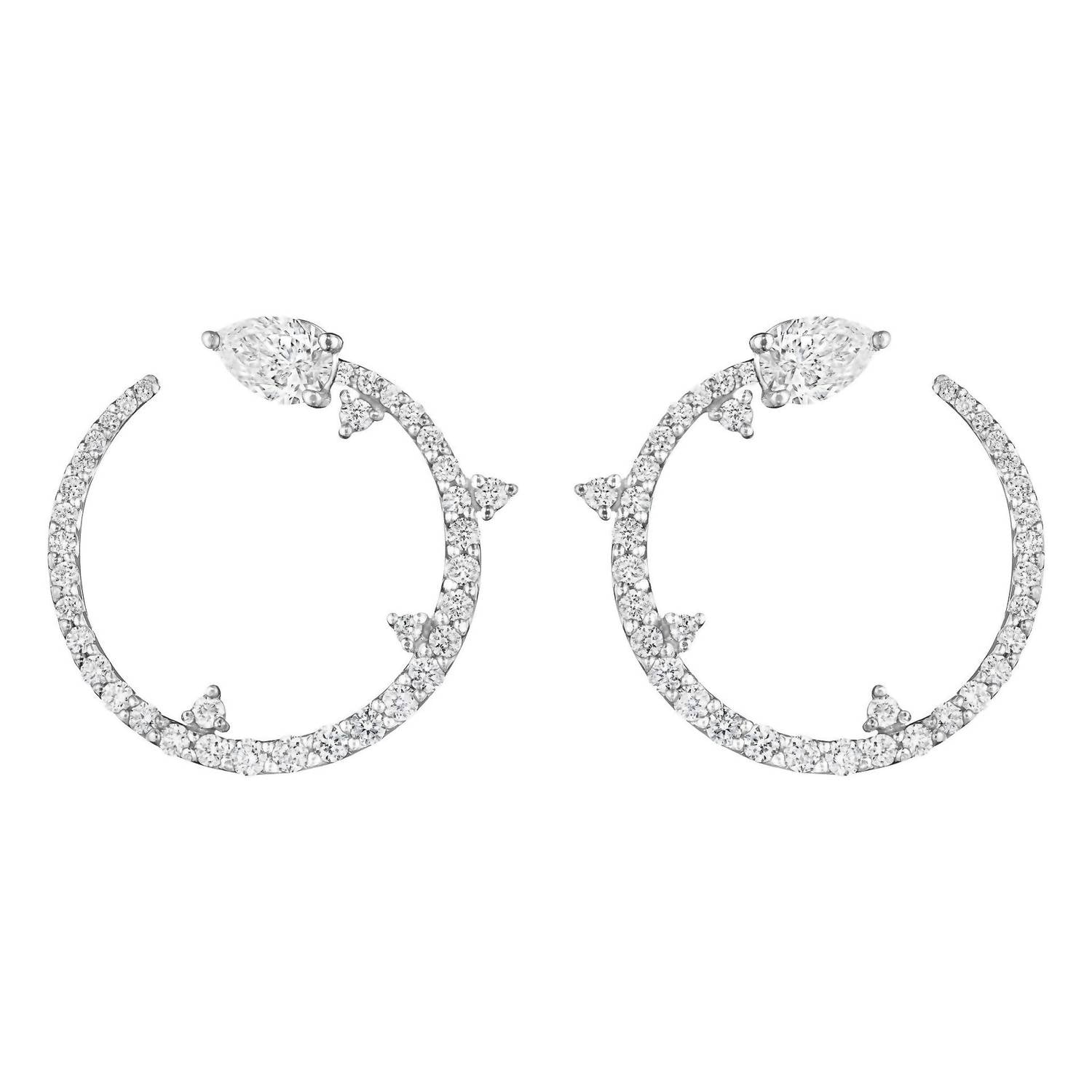 Women's Forward Facing Constellation Hoop Earrings In White Gold