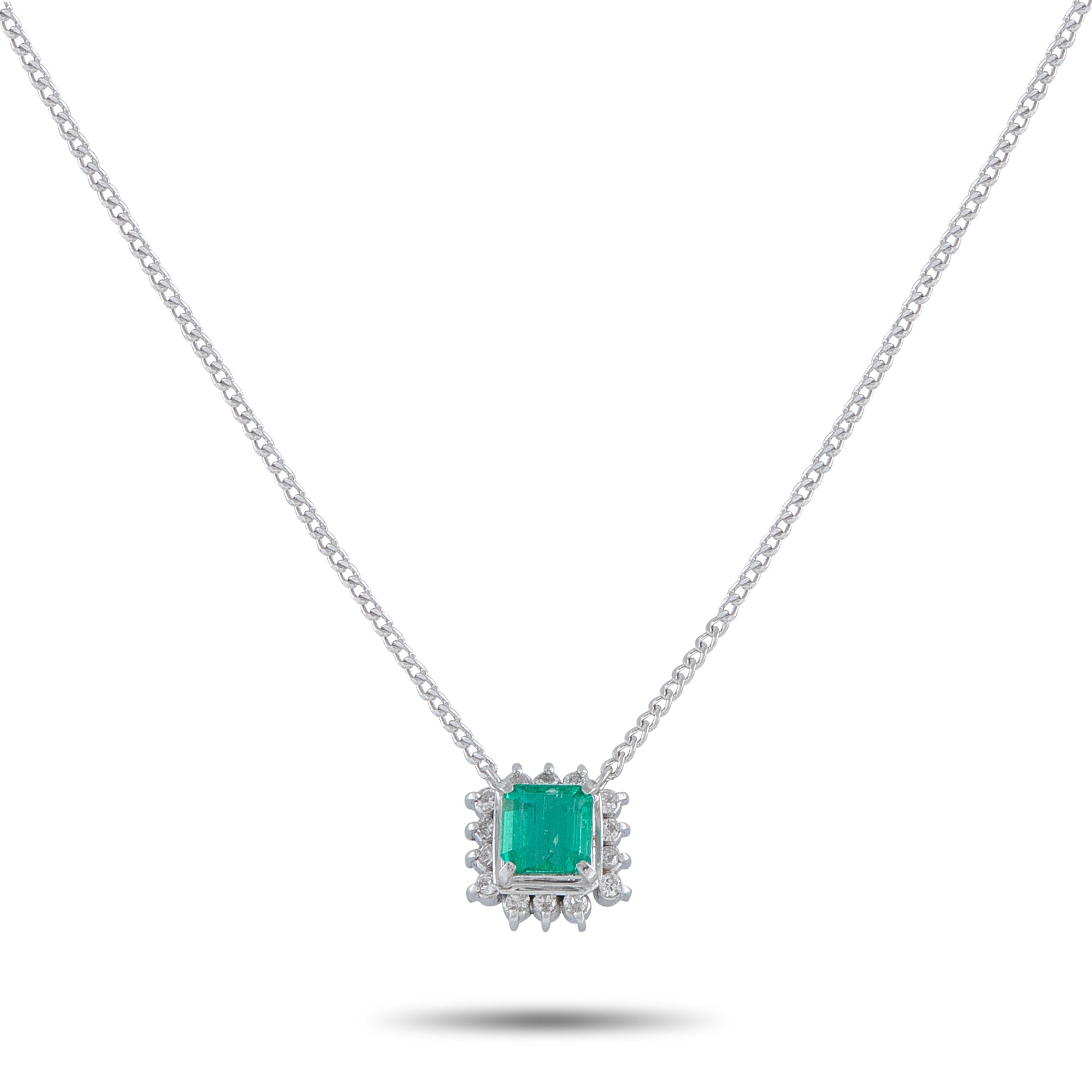 LB Exclusive Platinum 0.12ct Diamond and Emerald Necklace MF06-041026