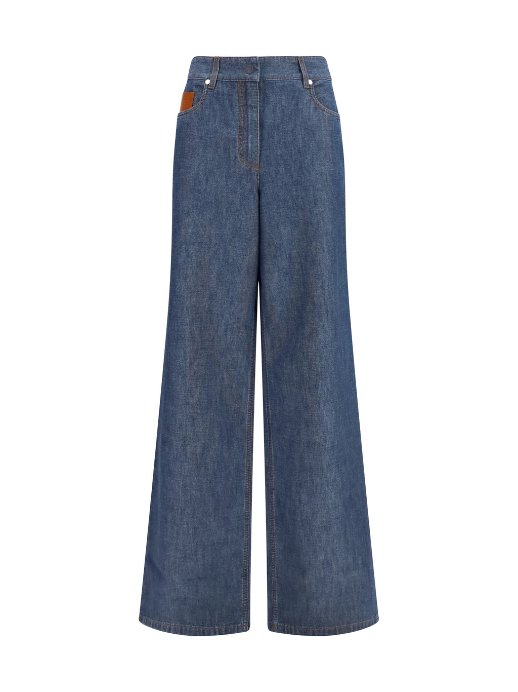 Fendi Women Wide-Leg Chambray Jeans