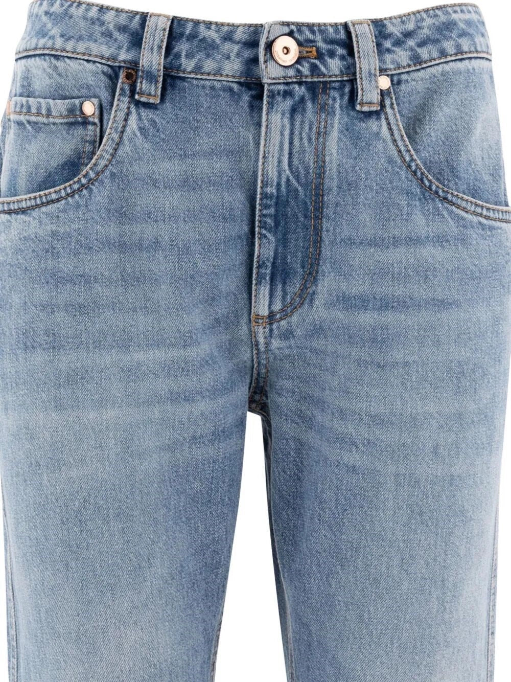 Brunello Cucinelli Women Denim Straight Pants With `Shiny` Bartack