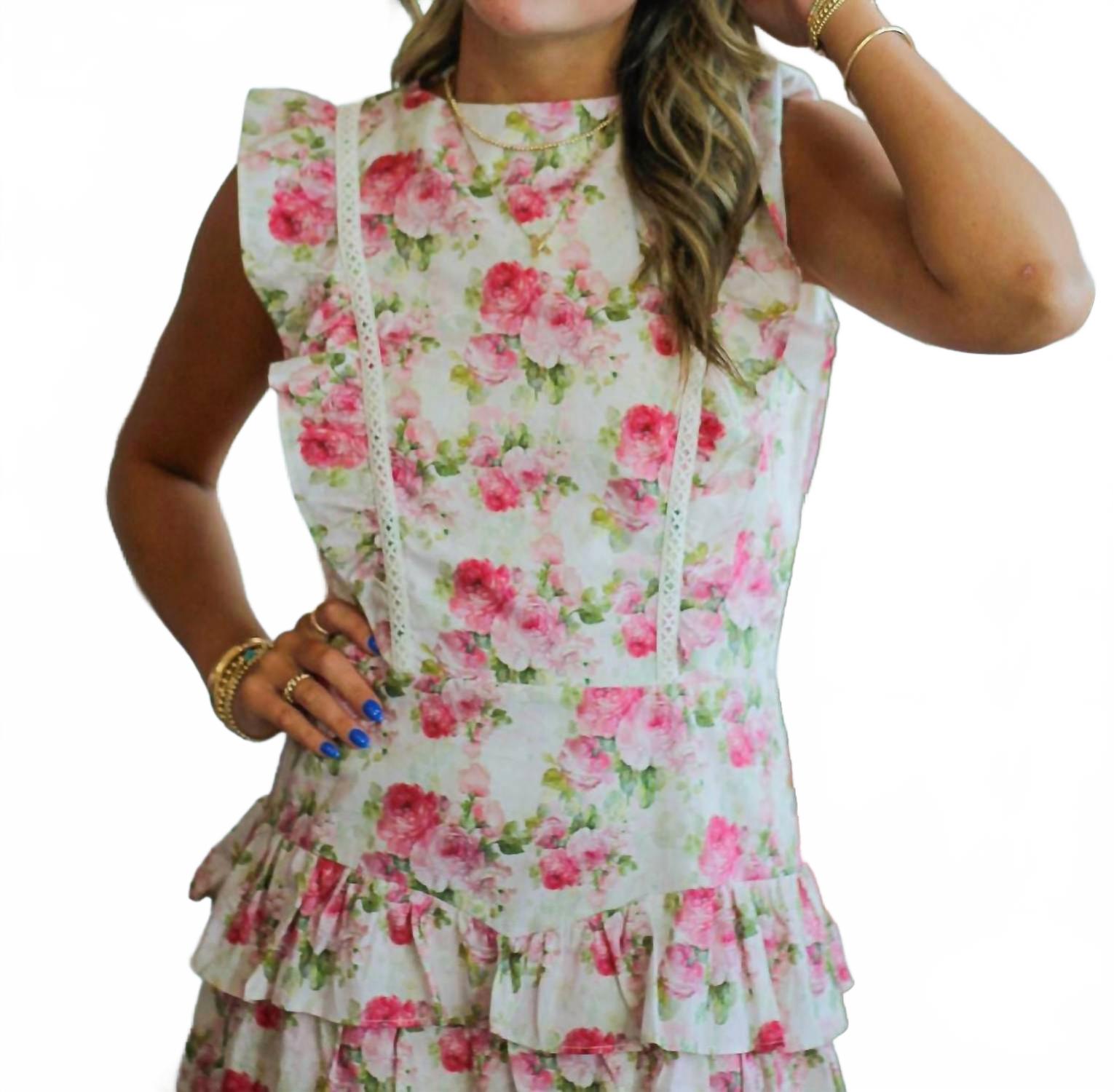 Garden Mini Dress In Rose  Pink