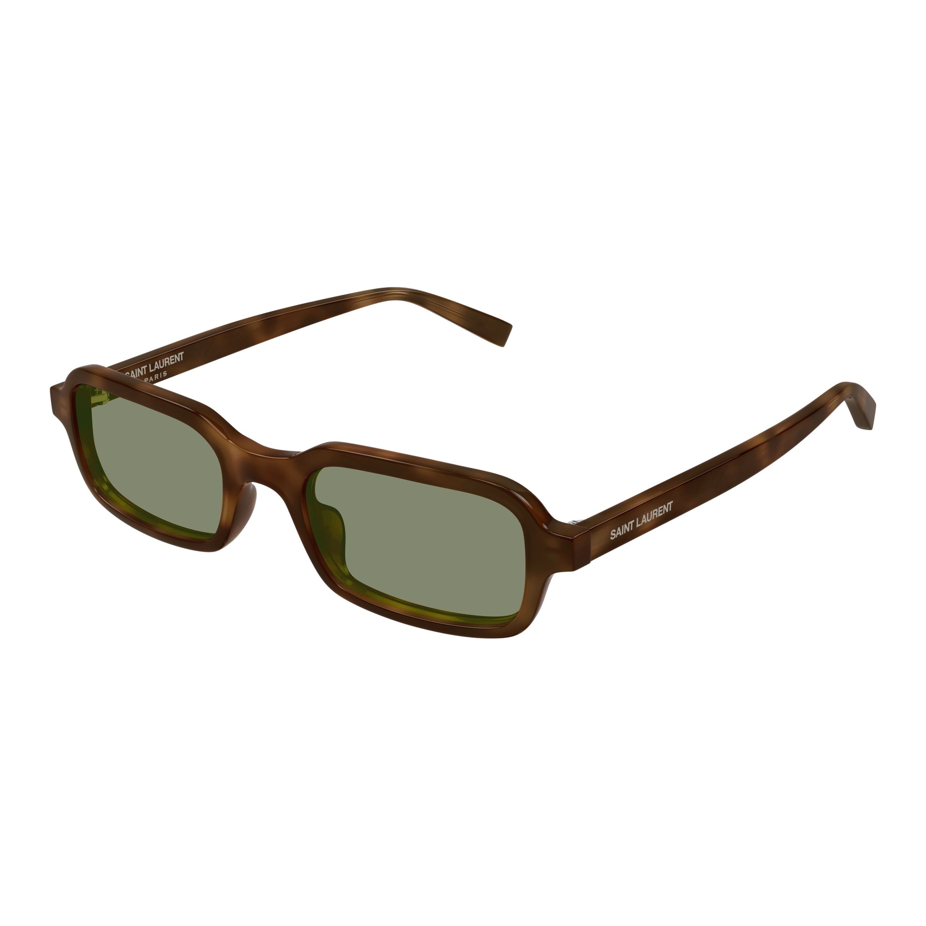 Rectangular Tortoiseshell Sunglasses With Green Tinted Lenses