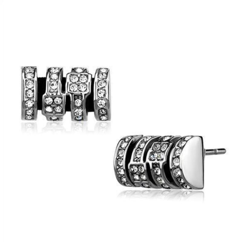 High polished (no plating) Stainless Steel Earrings with Top Grade Crystal in Clear