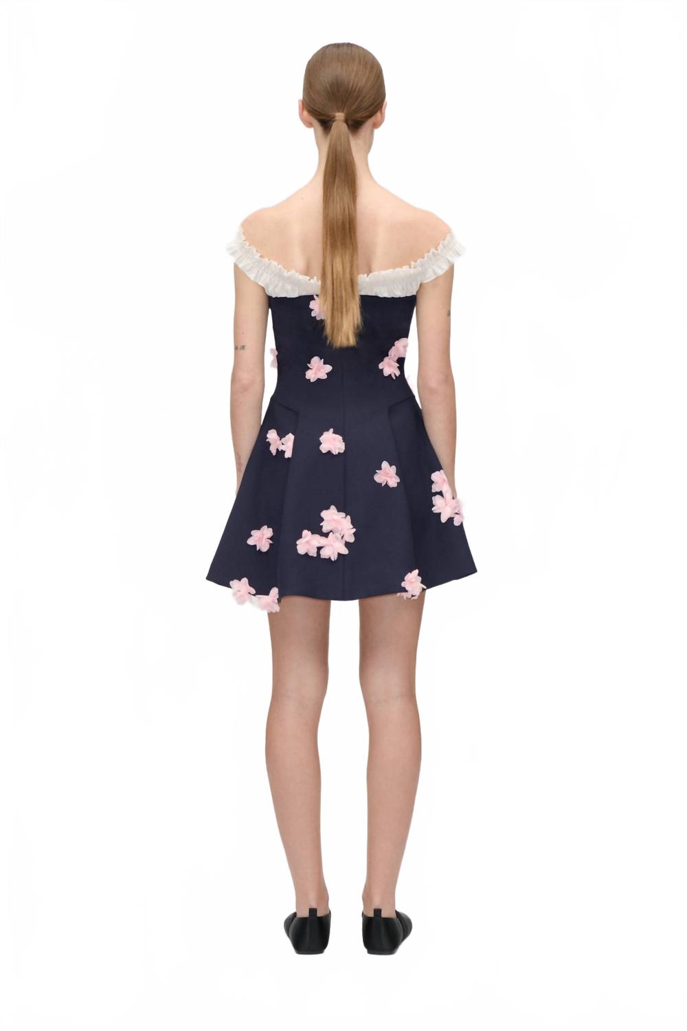 Off The Shoulder Mini Dress In Pink Petunia