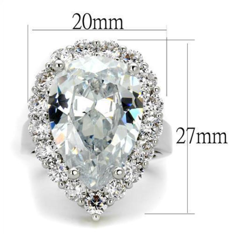 Rhodium Brass Ring with AAA Grade CZ in Clear