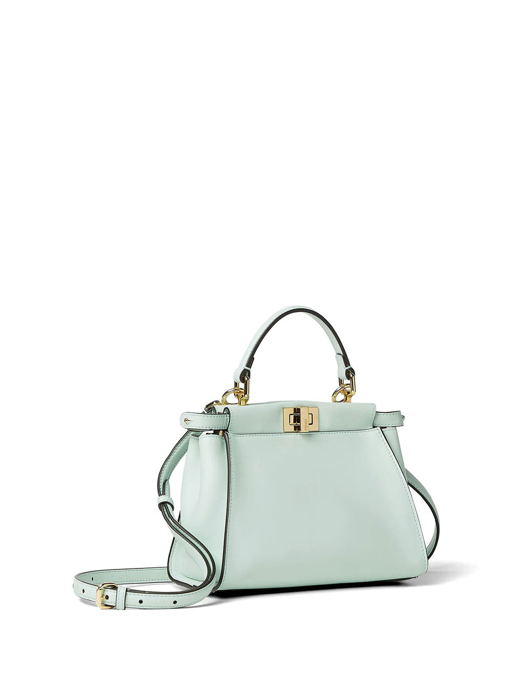 Fendi Women Peekaboo Mini Raffia-Effect Material And Sellier Leather Bag