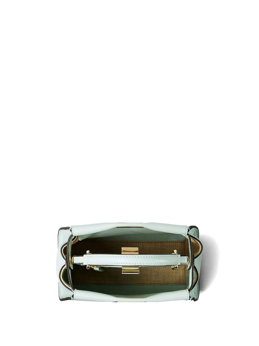Fendi Women Peekaboo Mini Raffia-Effect Material And Sellier Leather Bag