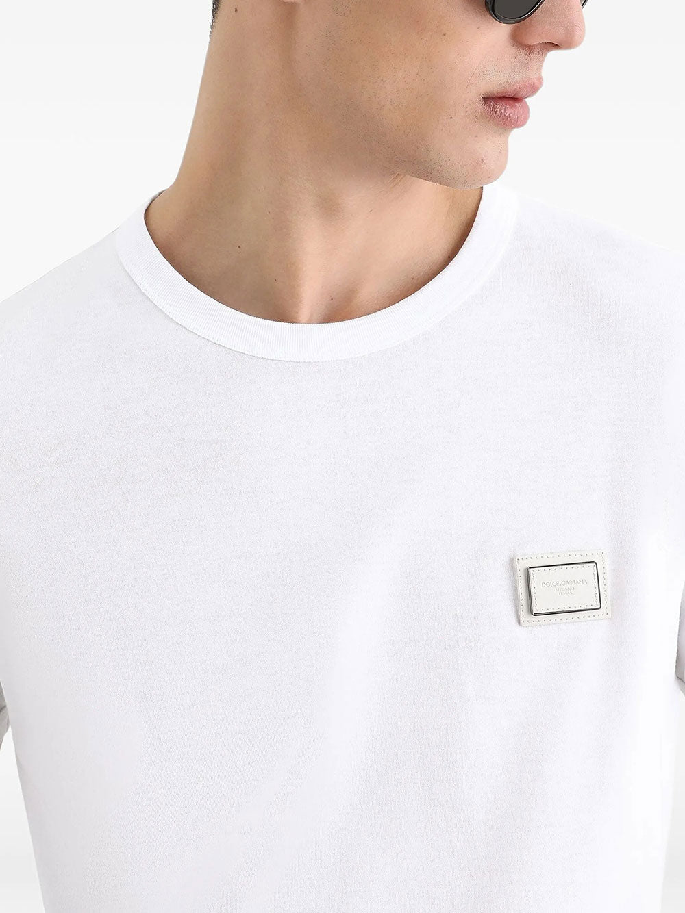 Dolce & Gabbana Men Cotton T-Shirt With Plaque