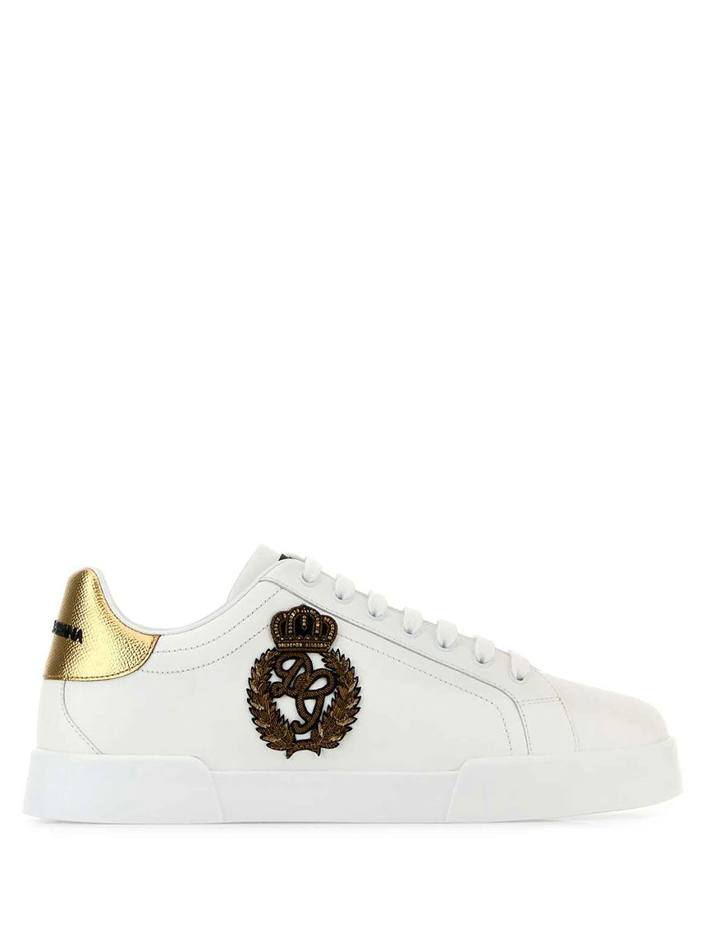 Dolce & Gabbana Men Sneakers Portofino In Vitello Nappato Con Patch Corona