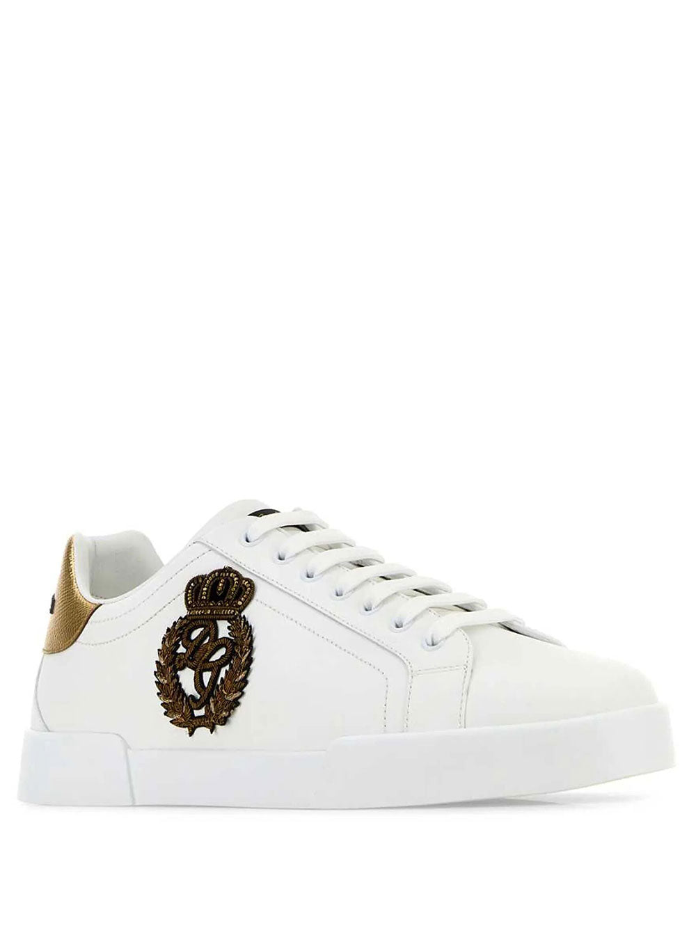 Dolce & Gabbana Men Sneakers Portofino In Vitello Nappato Con Patch Corona