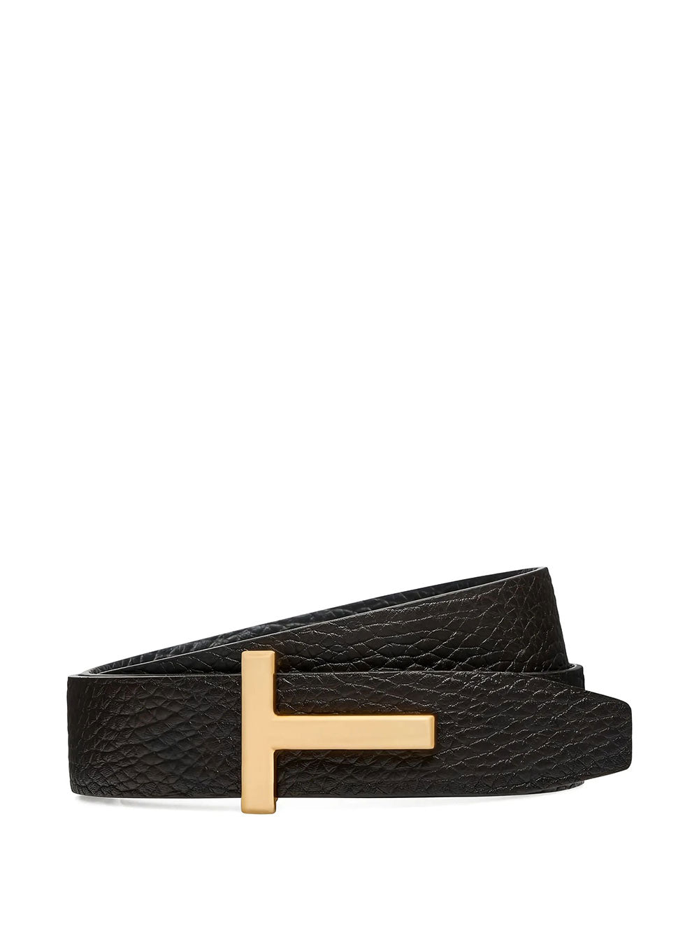 Tom Ford Men Grained Leather T-Buckle Belt