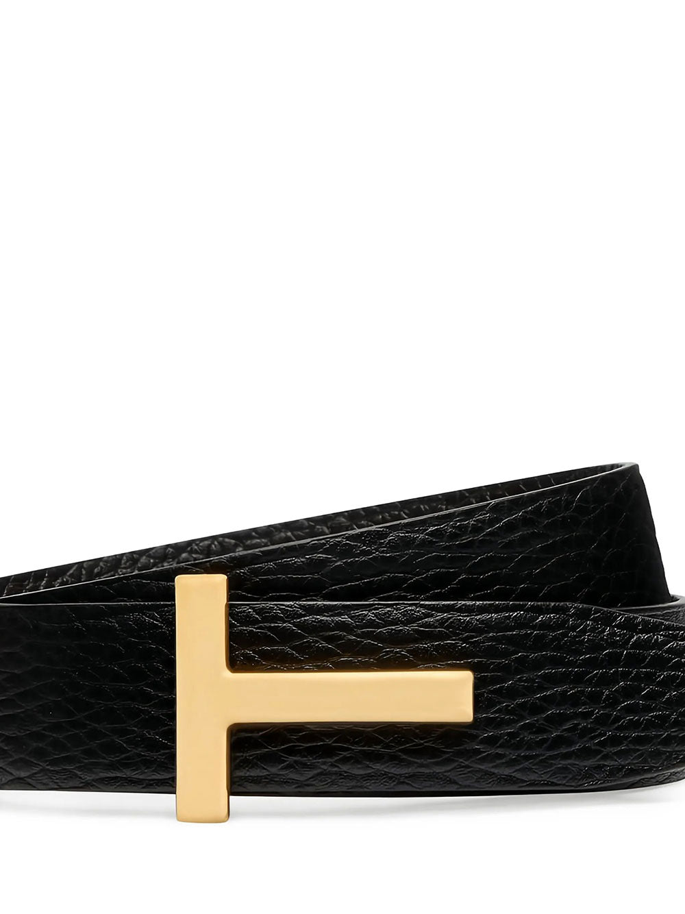 Tom Ford Men Grained Leather T-Buckle Belt