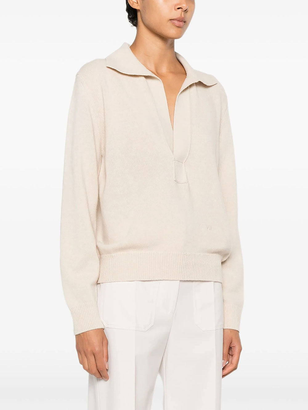 Victoria Beckham Women Genevieve Polo Jumper In Merino Wool