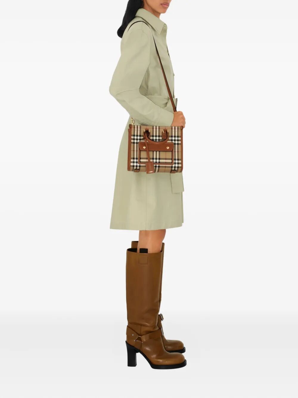 Burberry Women Mini Freya Tote Bag In Burberry Check Coated Cotton Blend