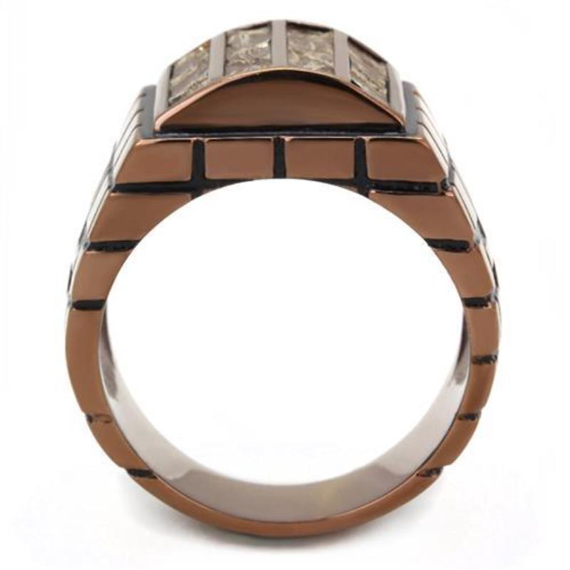 IP Coffee light Stainless Steel Ring with Leather in Multi Color