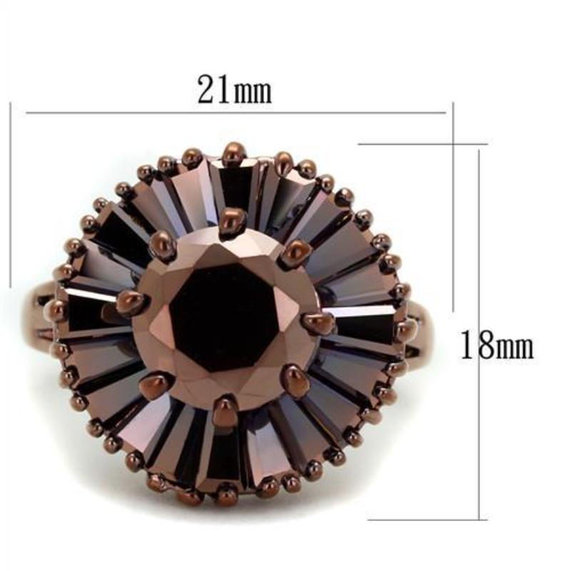 IP Coffee light Brass Ring with AAA Grade CZ in Light Coffee