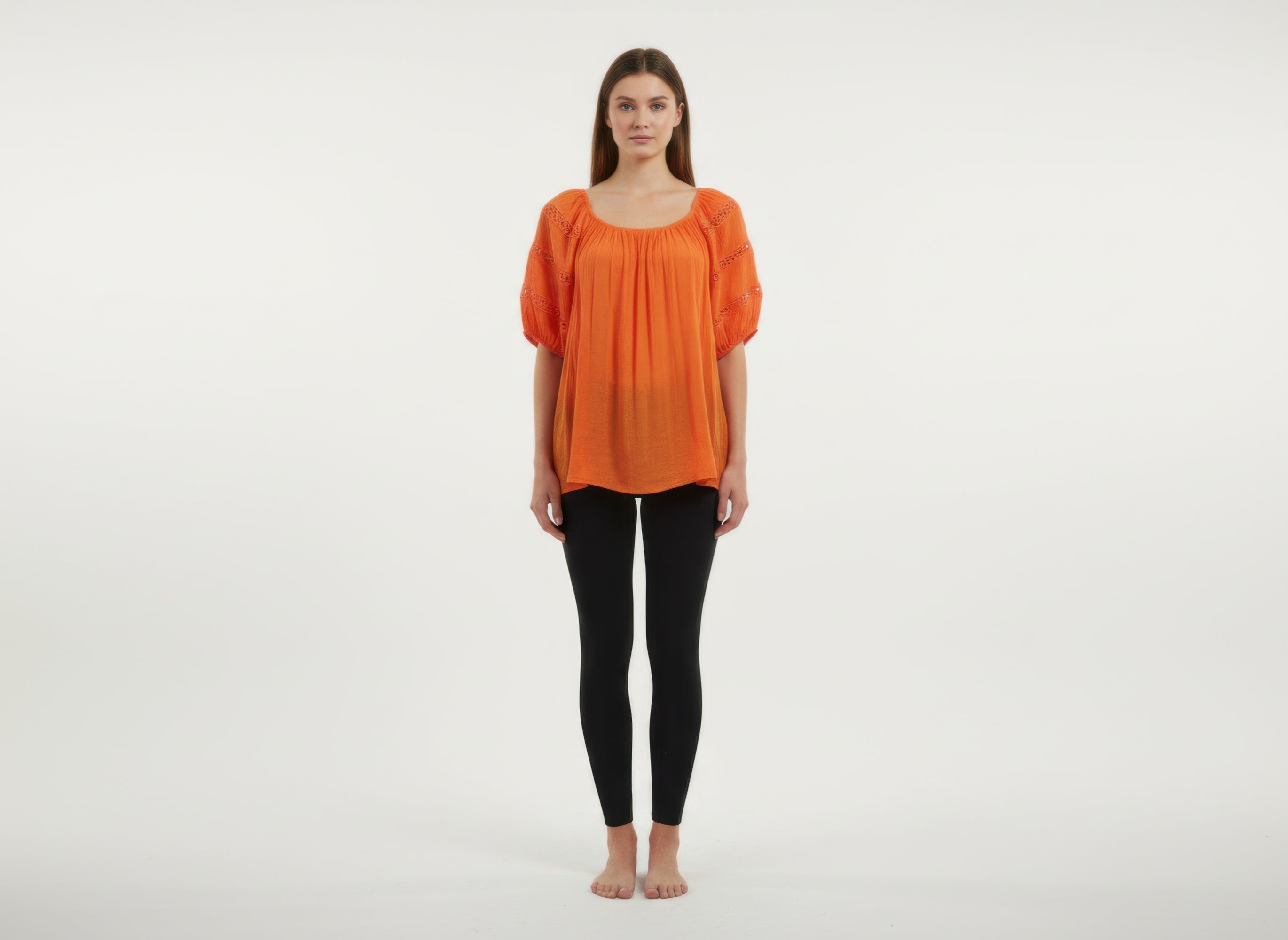Unique Spectrum Solid Short Sleeve Blouse