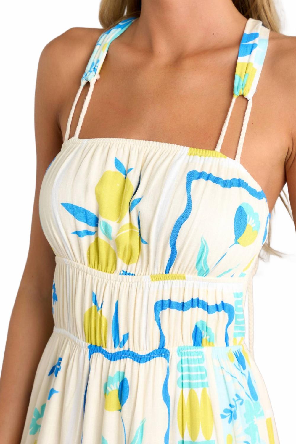 Printed Maxi Dress In Blue Lime
