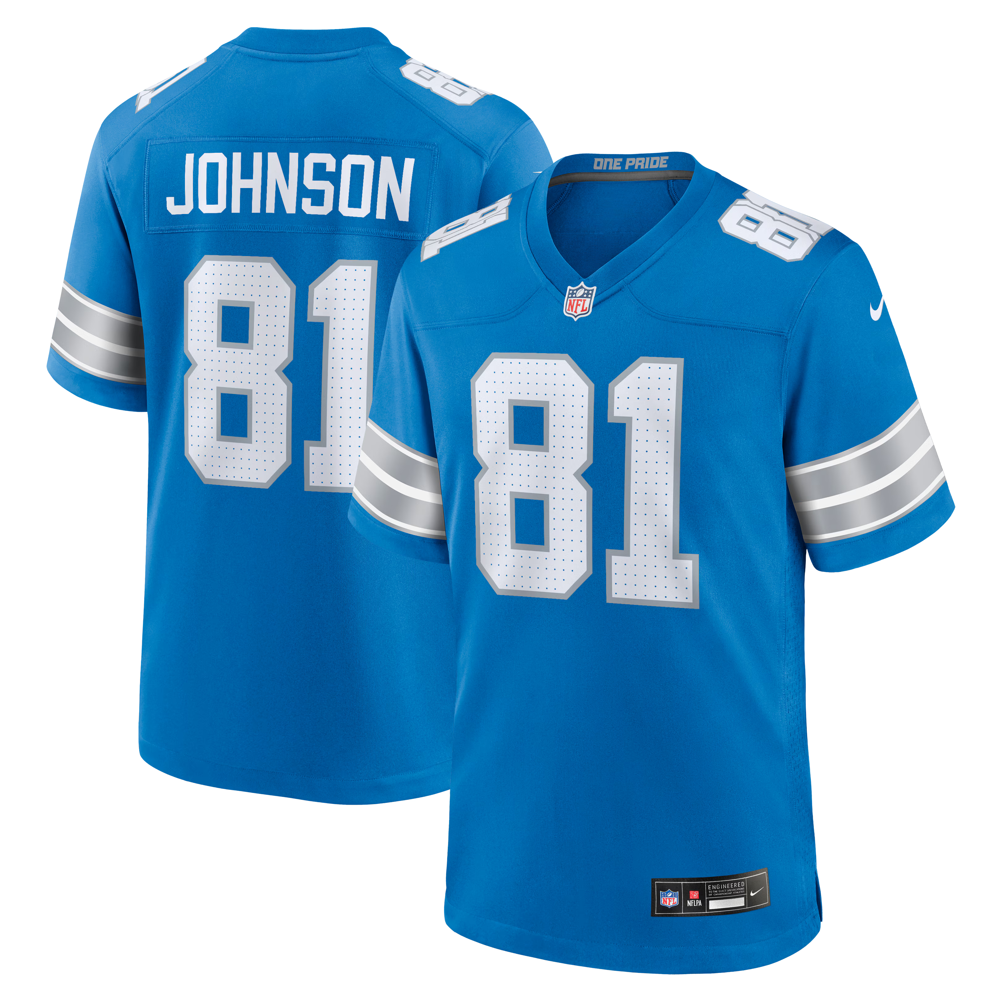 Detroit Lions Calvin Johnson Blue Team Retired Game Jersey