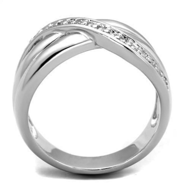 Rhodium Brass Ring with AAA Grade CZ in Clear