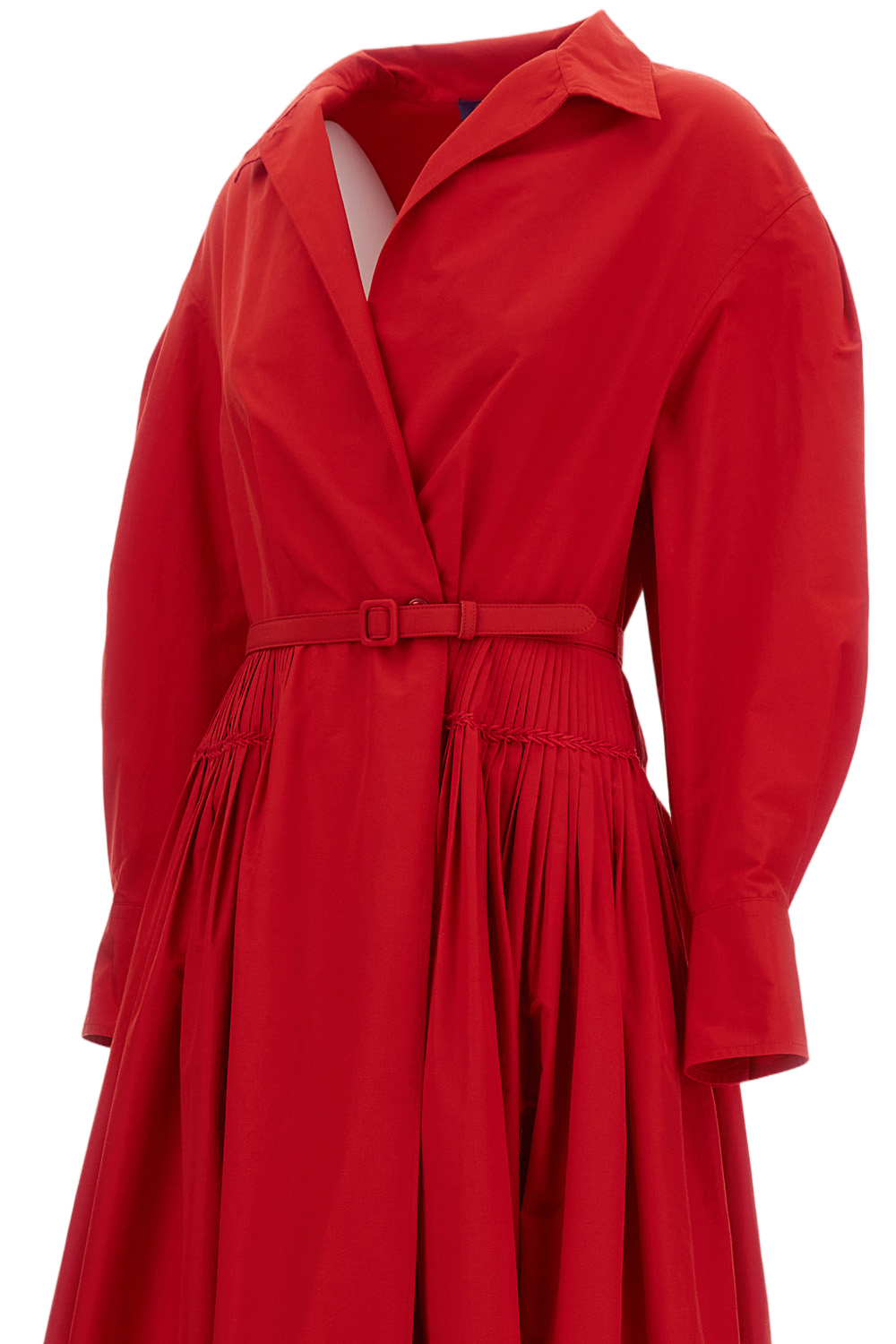Red Daley Long Sleeve Technical Poplin Gown