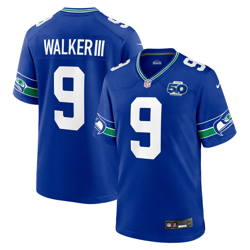 Seattle Seahawks Kenneth Walker III Royal Alternate 50th Season Game Jersey
