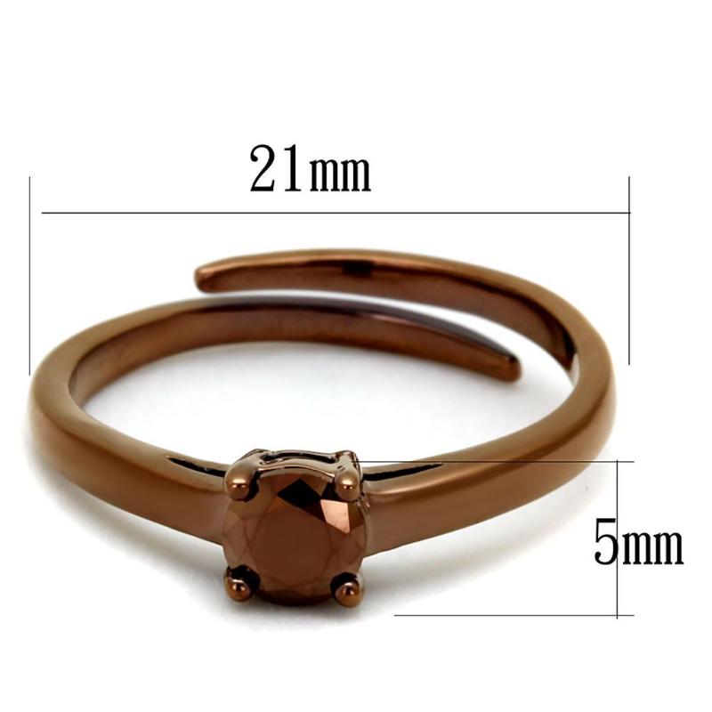 IP Coffee light Brass Ring with AAA Grade CZ in Light Coffee